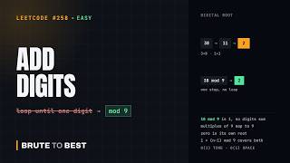 LeetCode #258: Add Digits — Digital Root in O(1) With mod 9