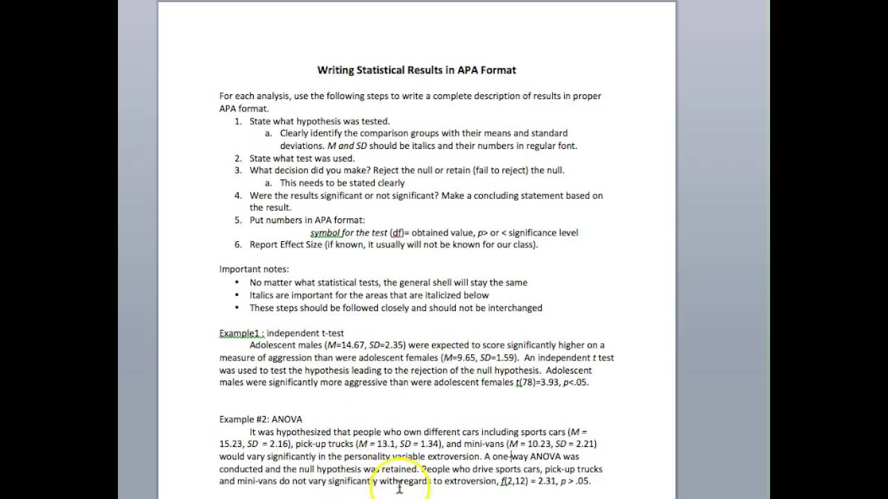 PSY22 How to write statistical analyses in APA format