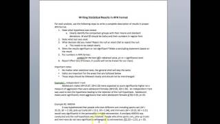 PSY250 How to write statistical analyses in APA format