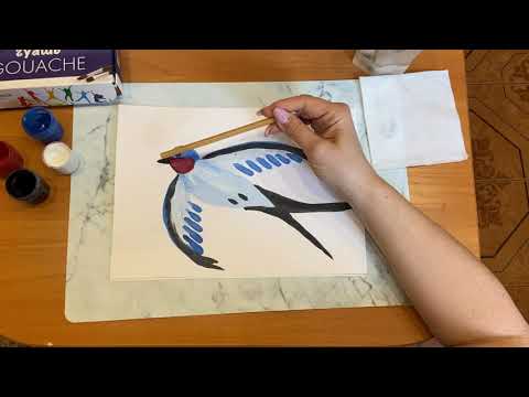 Рисование. Ласточка для детей.