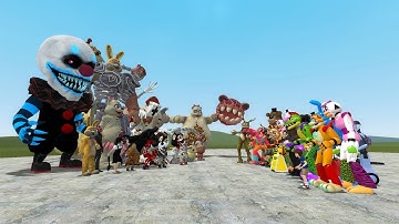 ALL DARK DECEPTION CHAPTERS 1 4 NPCS VS ALL FNAF 1 9 SECURITY BREACH ANIMATRONICS In Garry