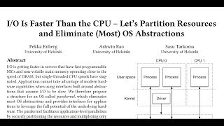 Read a paper: I/O is faster than the CPU
