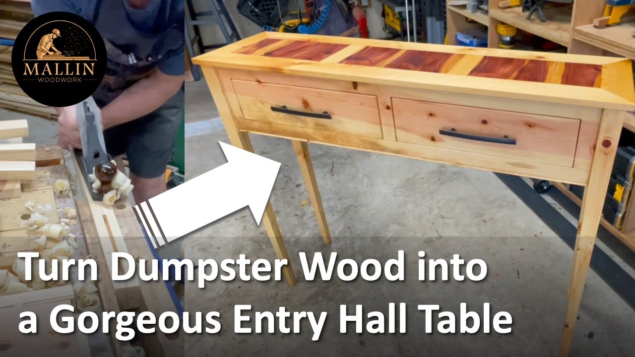 Upcycled Entry Table: Salvaged Wood with Cedar Inlay