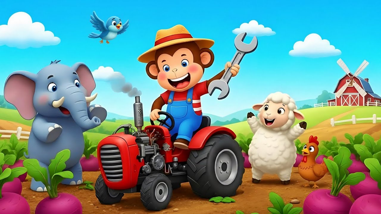 Broken Tractor on the Farm! Smart Monkey Repairs It with Animal Friends 🚜🐒🌾