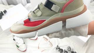 Chloe Sonnie Low Sneakers In Suede Calfskin 淺綠灰橘色裸色雙色低筒運動鞋-Charline Boutique歐洲名牌精品代購