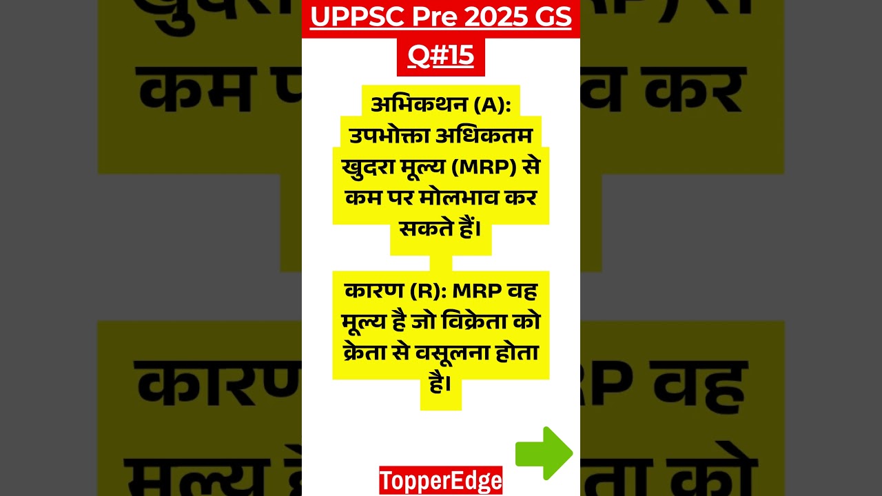 अधिकतम खुदरा मूल्य (MRP) || UPPSC ANSWER KEY ||| 