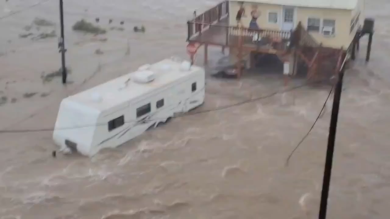 Storm surge caused by Hurricane Beryl in Sargent, Texas, USA. July 8 ...