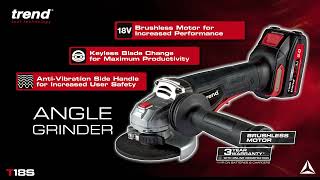 Trend T18Sag115B 18V 115Mm Cordless Brushless Angle Grinder