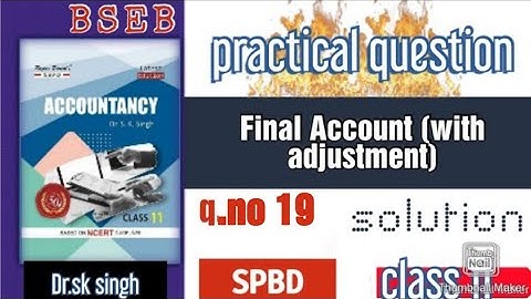 Final account with adjustment qno 19 || Accountancy class11|| dr.sk singh book || #SPBD