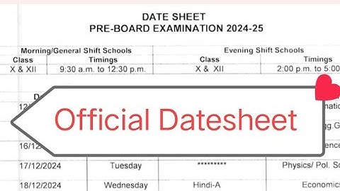 cbse pre board date sheet 2024-25 class 10 & 12