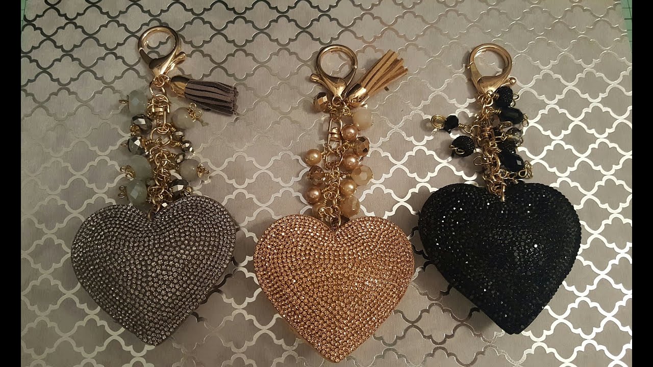 Faux leather blinged heart bead dangles YouTube