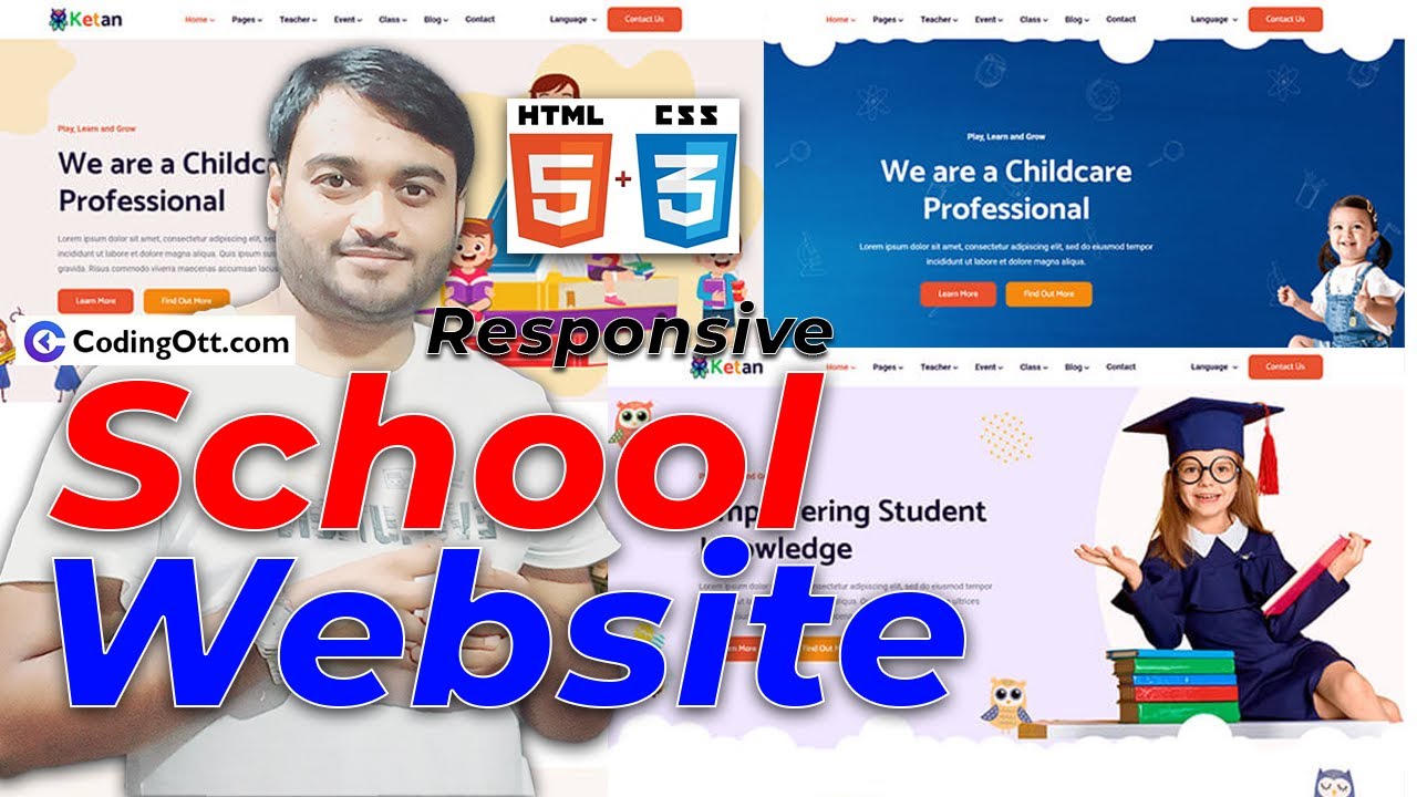 #23 Responsive School Website | CSS 3 tutorial for beginners | Web ...