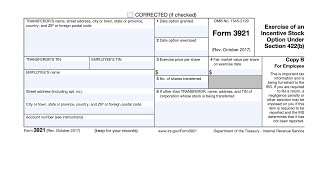 IRS Form 3921 walkthrough (Exercise of an Incentive Stock Option)