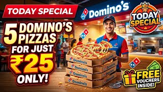 5 DOMINOS PIZZA for ₹25 😋|dominos coupon code today|Domino's Pizza offer|dominos pizza offers today