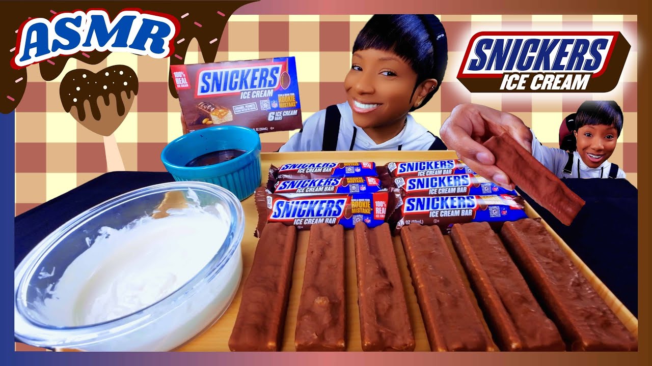 ASMR | MUKBANG ICE CREAM SNICKERS BARS | WHITE CHOCOLATE | HERSHEYS CHOCOLATE