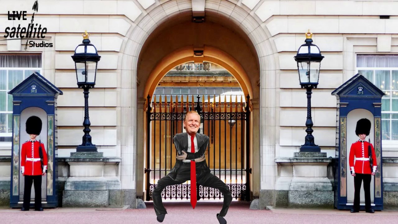 Trump with New Hair Do Outside Buckingham Palace London, UK - Animation