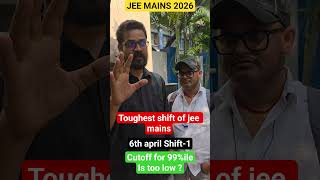 JEE Mains 2026 April 6 Live Analysis | Difficulty Level + Expected Cutoff for 99%ile #jeemain2026