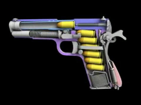 Что находится внутри пистолета colt .45 1911 cut away animation - YouTube