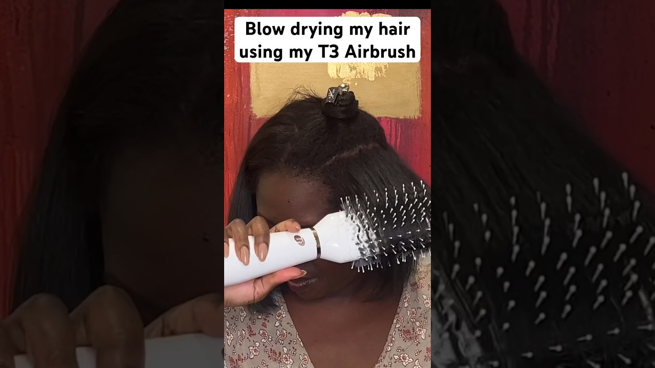 Blow drying my hair using my T3 Airbrush 