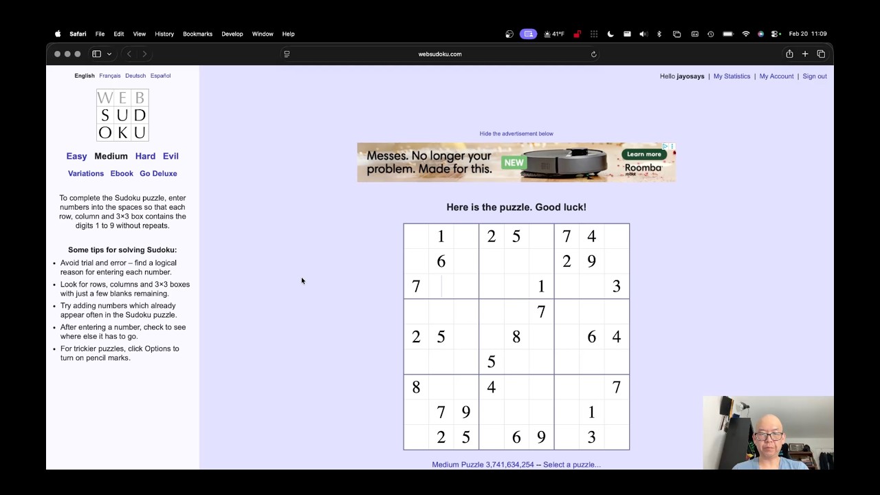 Daily Sudoku Challenge 2026-02-20