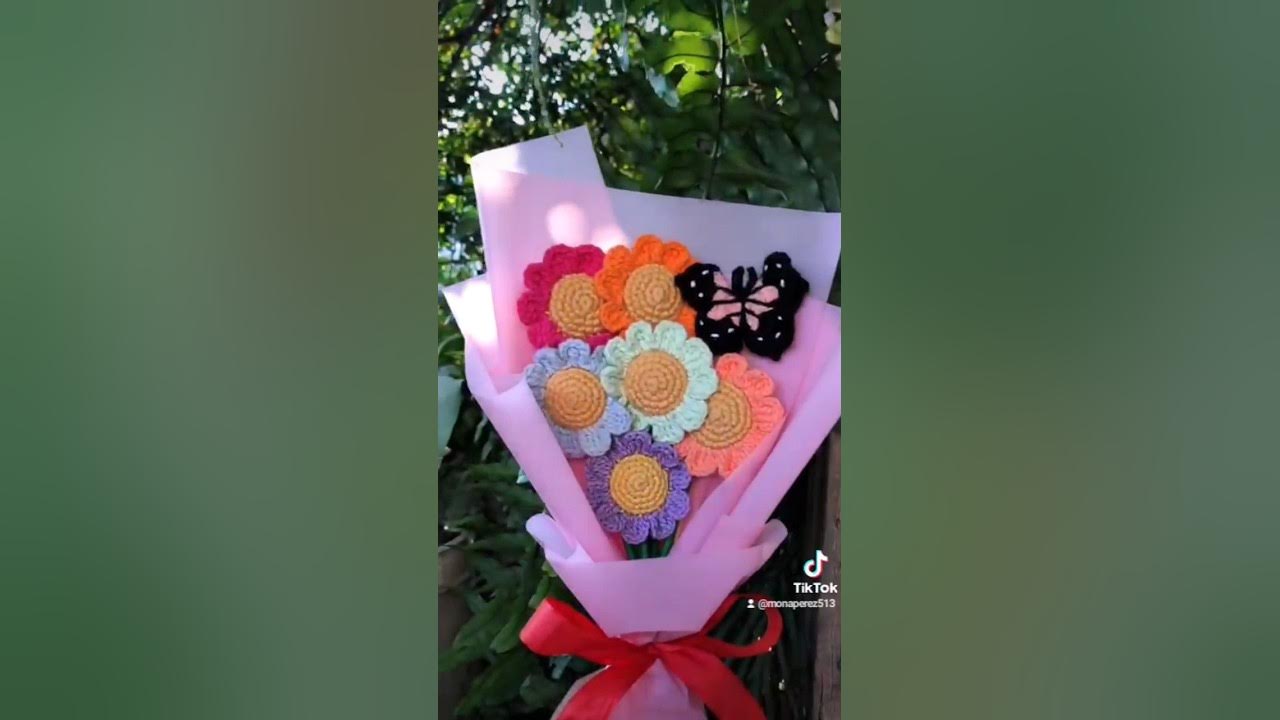 cómo ENVOLVER RAMO de flores TEJIDAS con PAPEL COREANO 