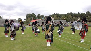 Huntly Pipe Band March On To Start Their Displays During 2021 Grampian Highland Games In Scotland