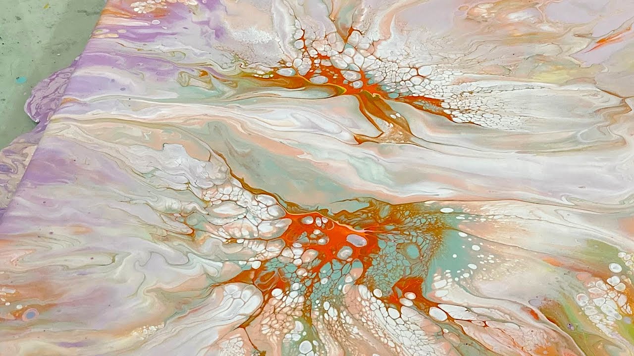 Acrylic Pouring Easy: Dutch Pour with Beautiful Pearl Cells | Abstract ...