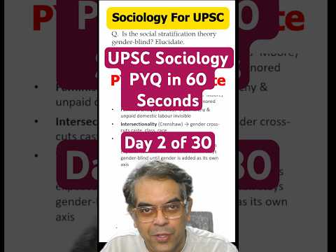 Day 2 of 30 Day UPSC Sociology PYQ ￼for Mains | Is Stratification Theory Gender Blind