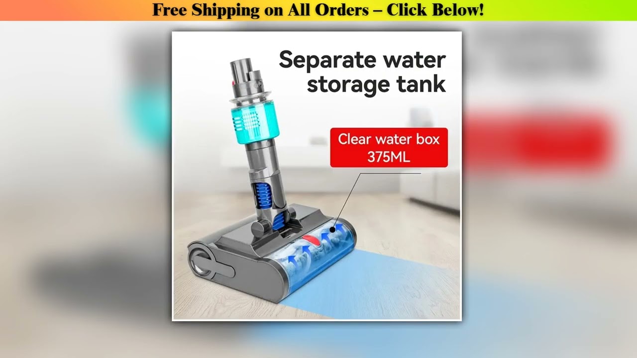 Electric Mop Head With Washing Brush Switch Button For Dyson V7 V8 V10 V11 V15 Wet And Dry Green