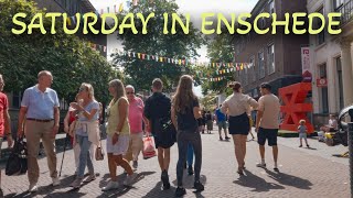 [4K 60fps]🇳🇱Enschede Saturday market and walking tour through the center | August 2022