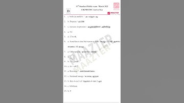 11th std | Public Exam 2023 | Chemistry | Original question Paper One Mark Answer Key | TN