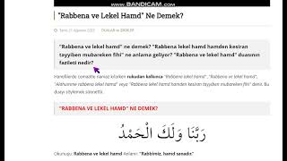 Rabbena ve Lekel Hamd Ne Demek