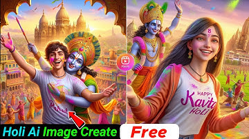 Lord Krishna 🤩 ke sath holi 3d image kaise create karen | vrindavan holi T shirt name 3d images edit