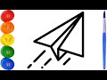 How to draw a paper plane / Раскраска бумажный самолет / Bolalar uchun chizmalar