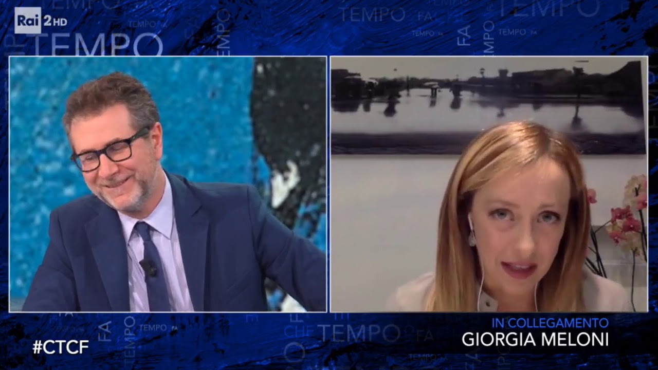 Giorgia Meloni ospite da Fabio Fazio a Che Tempo che Fa su Rai 2. Assolutamente da non perdere!