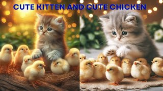 Cute cat and cute colorful chicken  the pet collective