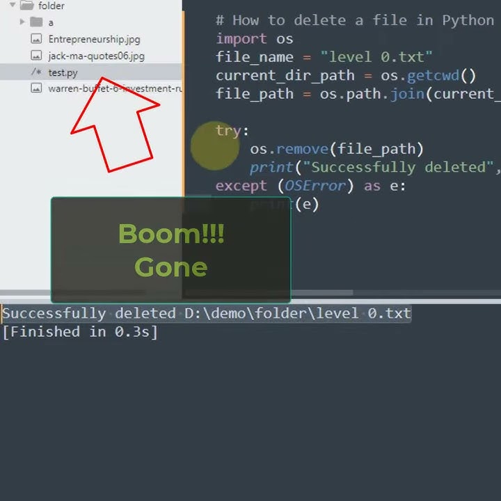 Deleting a file is so simple in Python you can use os module - YouTube