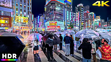Tokyo Shinjuku Heavy Rain Night Walk, Japan • 4K HDR