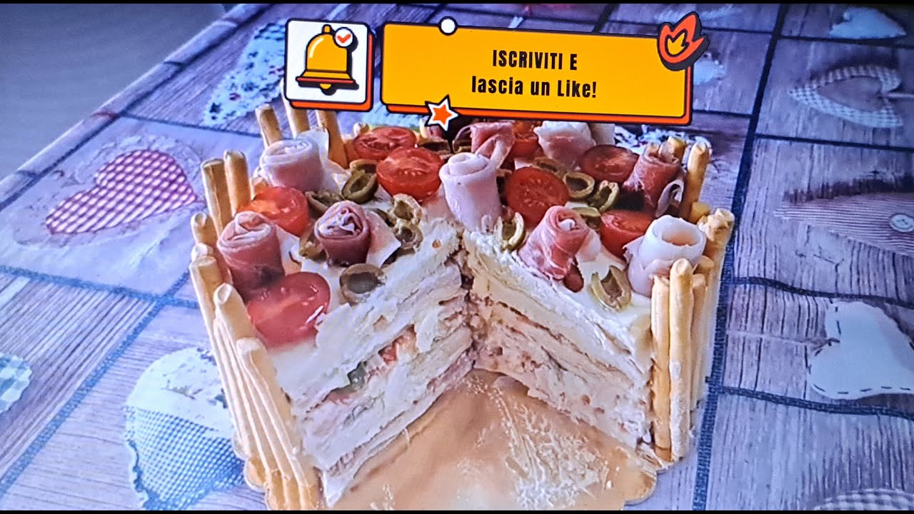 TORTA TRAMEZZINO di PANCARRE' x le FESTE, ANTIPASTO FACILE x CENA o PRANZO, RICETTA senza cottura