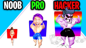 NOOB vs PRO vs HACKER In MUSCLE RACE 3D!? (ALL LEVELS!)
