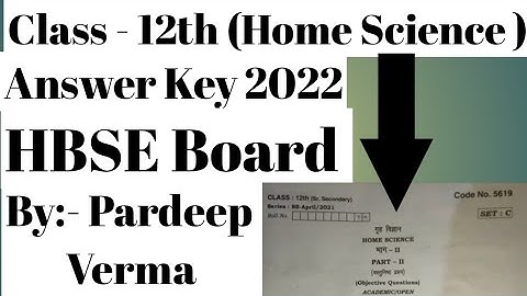 Class 12th Home science answer key 2022 hbse board