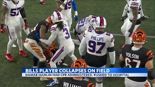 Shocking scene as Bills player Damar Hamlin suffers cardiac arrest at NFL game