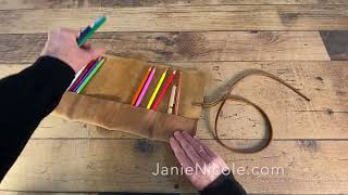 Leather Pen Holder | Art Pencil Case | Crafts Tool Roll Up