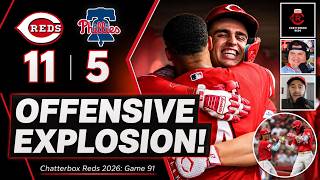 Cincinnati Reds CLUB 5 HRs in WIN vs Philadelphia Phillies LIVE MLB Postgame Show Recap Highlights