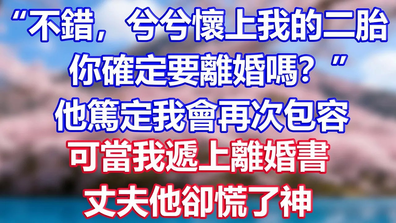 “不錯，兮兮懷上我的二胎，你確定要離婚嗎？”他篤定我會再次包容，可當我遞上離婚書，丈夫他卻慌了神