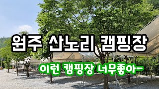 원주의 프리미엄 캠핑장을 찾는다면, 원주 산노리캠핑장. 계곡과 수영장 워터슬라이드 타프사이트 캠핑장