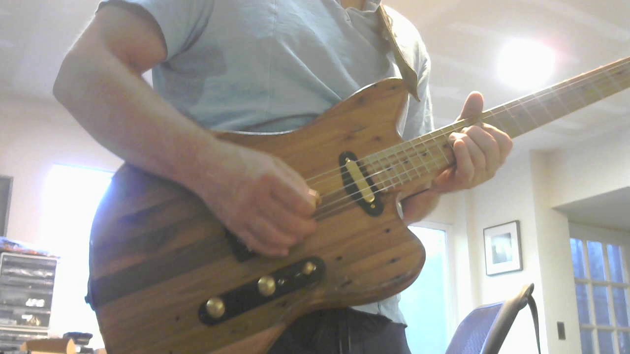 One Piece Warmoth roasted maple neck on a Jazzcaster