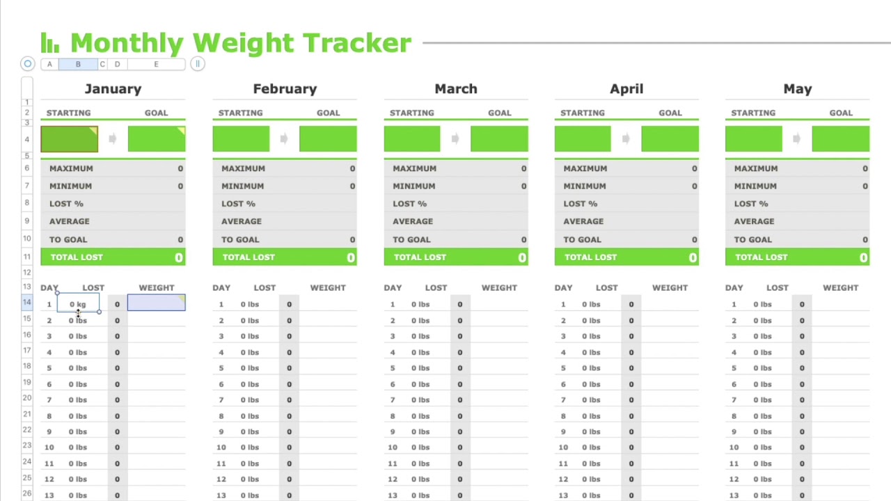 Monthly Weight Loss Tracker Template