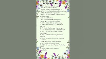 Important Abbreviations -5 II #shortsfeed #viral