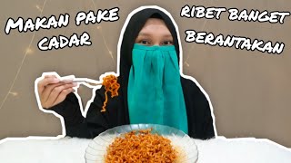 CHALLENGE MAKAN PAKE CADAR susah banget